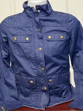 J. Crew Women’s Navy Utility Jacket with Gold-Tone Snaps